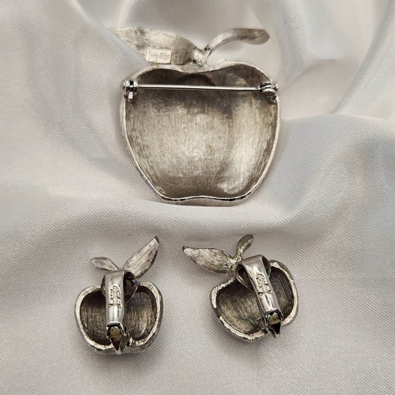 Vintage Judy Lee Silver-tone Rhinestone Apple Dem… - image 6