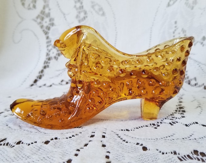 Vintage Fenton Amber Glass Slipper, Fenton Glass Slippers or Shoes