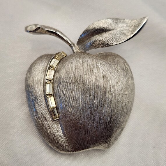 Vintage Judy Lee Silver-tone Rhinestone Apple Dem… - image 4