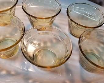 Vintage Lot of 4 Ramekin Clear Glass Custard Cups  Dessert Food Prep Bowls 