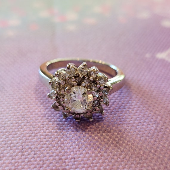 Vintage Sterling Silver and CZ Cocktail Ring, Ann… - image 7