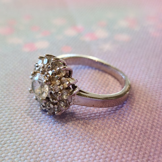 Vintage Sterling Silver and CZ Cocktail Ring, Ann… - image 5