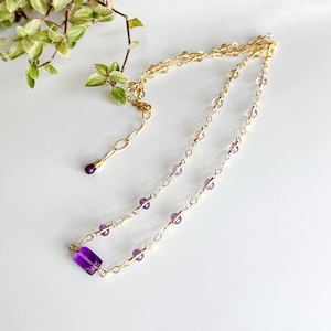 Handmade Ametrine Amethyst Necklace: 14k Gold-Filled Chain