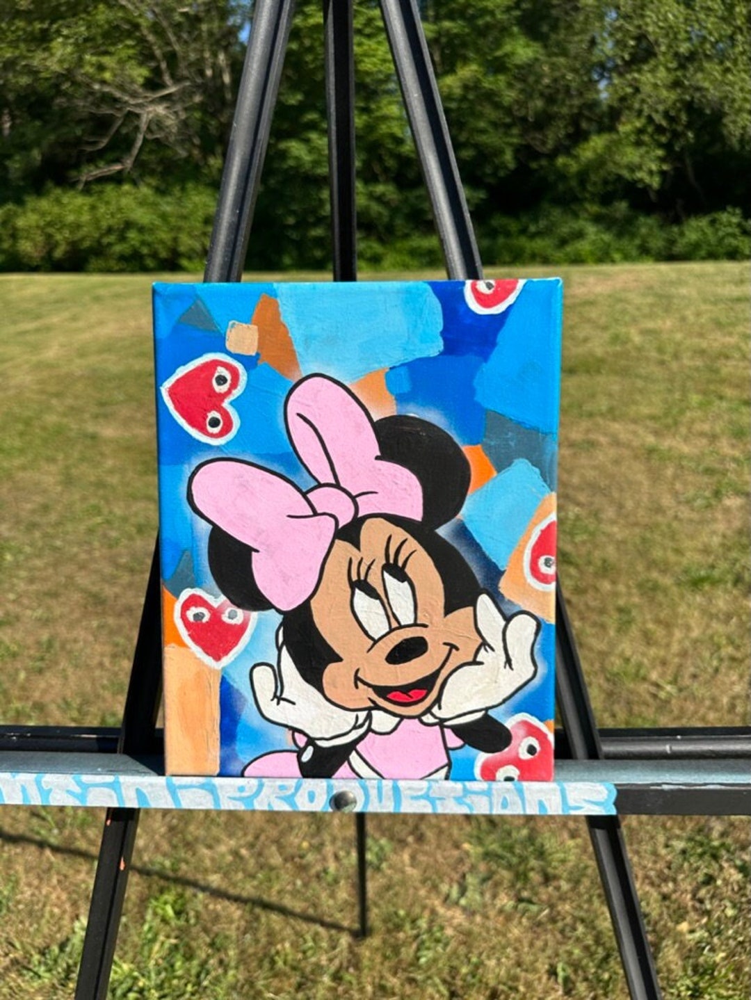 Minnie Mouse Painting on a Block Overlay With the Hearts Etsy