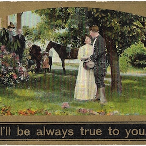 Vintage Postkarte Ich werde dir immer treu sein, Love Romance, Pferdegarten