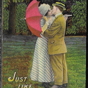 Vintage Postkarte Circa 1910 Genau Wie Ma Und Pa Früher Paar Küsse Liebe Romantik zu tun hatten