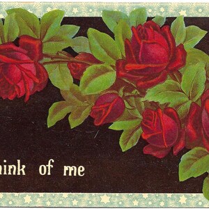 Vintage Postkarte Circa 1910 Think Of Me Rosen Blumen Romantik Liebe