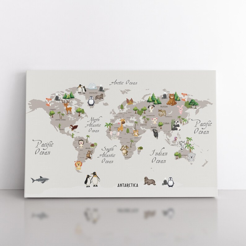 CANVAS COUNTRIES of the World MAP Nursery Print Kids Room Etsy