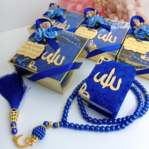 Velvet Mini Quran Pearl Tasbeeh Decorated Box Gift Set | Eid Favor | Wedding Favors |Islam Baby Shower | Graduation Favor | Muslim Favor