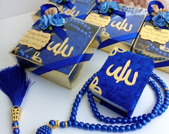 Velvet Mini Quran Gift Set | Pearl Tasbeeh, Decorated Box | Wedding favors