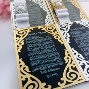 Ayatul Kursi Favor Plexiglass Backed Engraved Acrylic Mirror Frame with Stand | Wedding Favors, Eid, Baby Shower, Graduation, Ameen Favors