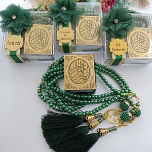 Samt Mini Koran Perle Tasbeeh Dekorierte Box Geschenkset | Eid Geschenk | Hochzeit Gastgeschenke Babypartybevorzugung | Abschluss Favor | Muslimischen Gunst