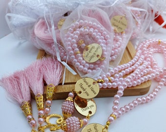 Personalized Pearl Tasbih, Muslim Prayer Beads, Eid Favors
