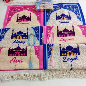 Lyxig bönematta för barn, Kaba-bönematta för barn, Ramadan Eid, bönematta för barn, Eid-present till barn, islamisk gåva bild 7