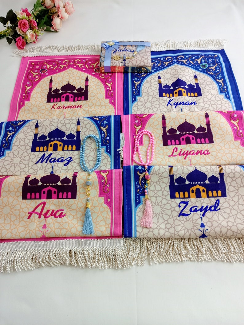 Lyxig bönematta för barn, Kaba-bönematta för barn, Ramadan Eid, bönematta för barn, Eid-present till barn, islamisk gåva bild 7