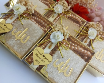 Velvet Mini Quran Gift Set | Pearl Tasbeeh, Decorated Box, Islamic Favors