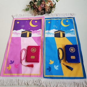 Tappetino da preghiera di lusso per bambini, tappeto da preghiera Kaaba per bambini, Ramadan Eid, tappeto da preghiera per bambini, regalo Eid per bambini, regalo islamico