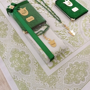 Personalized  Prayer Mat Yassen Quran Gift Set | Muslim Gift for Him | Eid Gift | Wedding Gift | Birthday Gift | Graduation Gift