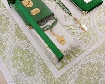 Personalisierte Gebetsmatte Koran Geschenk Set | Muslimisches Hochzeitsgeschenk