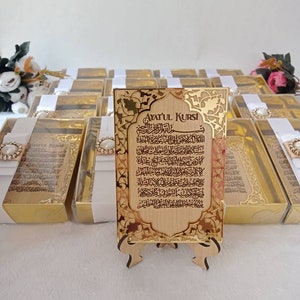 Ayatul Kursi Favor Wooden Engraved Acrylic Mirror Frame with Stand | Wedding Favors | Eid Favor | Baby Shower Favor | Graduation Favor