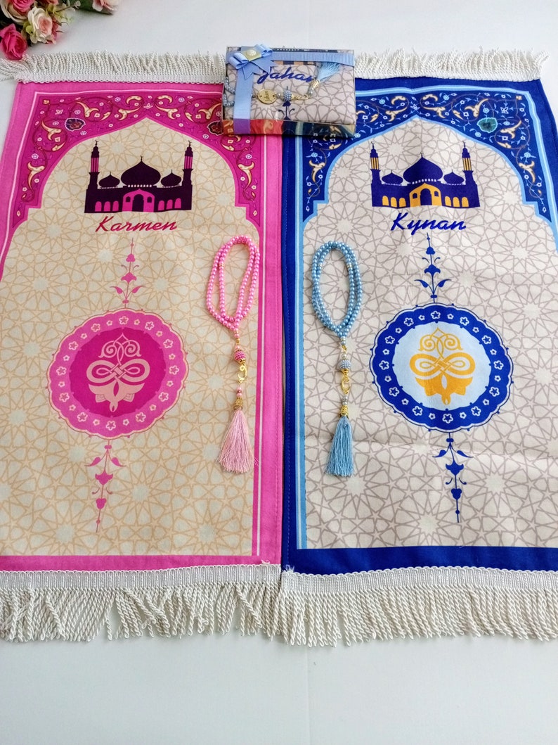 Lyxig bönematta för barn, Kaba-bönematta för barn, Ramadan Eid, bönematta för barn, Eid-present till barn, islamisk gåva bild 1