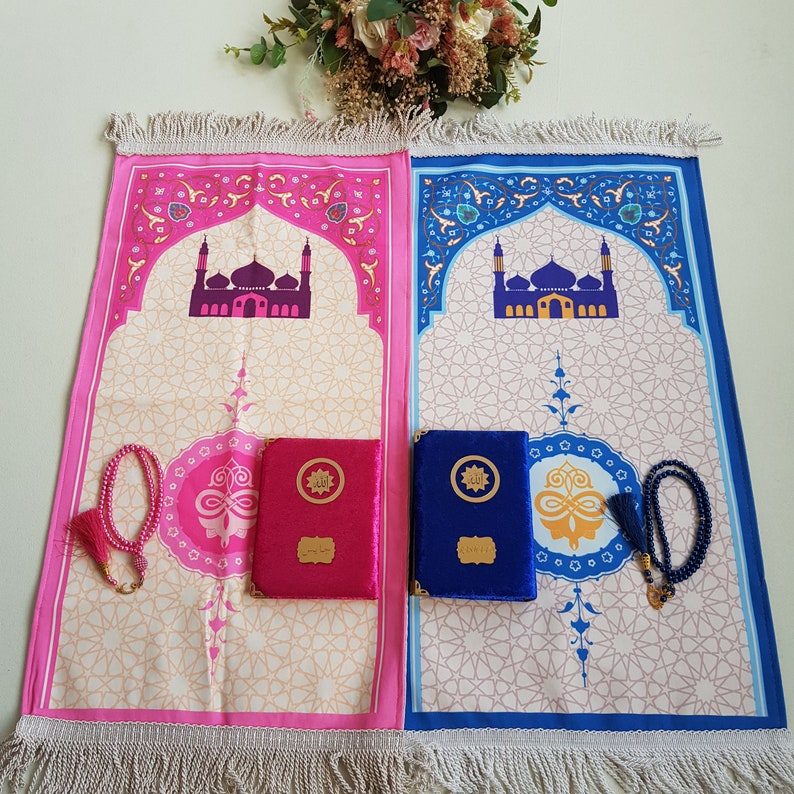 Lyxig bönematta för barn, Kaba-bönematta för barn, Ramadan Eid, bönematta för barn, Eid-present till barn, islamisk gåva bild 9