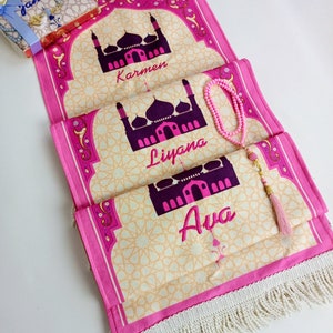 Lyxig bönematta för barn, Kaba-bönematta för barn, Ramadan Eid, bönematta för barn, Eid-present till barn, islamisk gåva bild 6