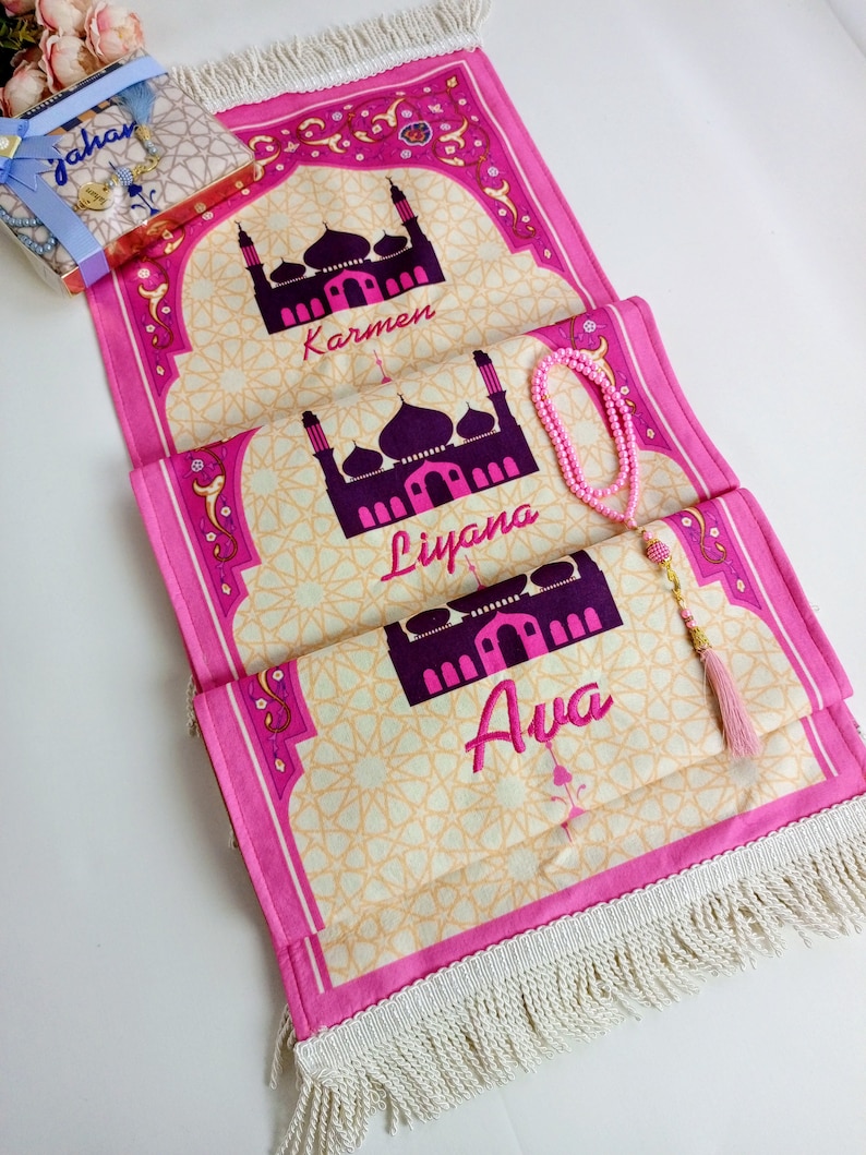 Lyxig bönematta för barn, Kaba-bönematta för barn, Ramadan Eid, bönematta för barn, Eid-present till barn, islamisk gåva bild 6