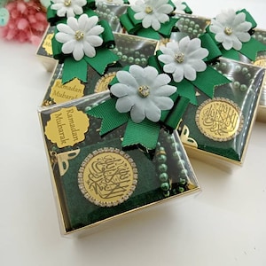 Velvet Mini Quran Pearl Tasbeeh Decorated Box Gift Set | Eid Favor | Wedding Favors | Baby Shower Favor | Graduation Favor | Muslim Favor