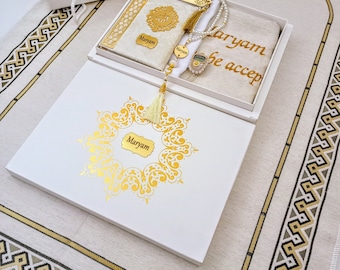 Personalisierte Gebetsmatte & Koran Geschenkset | Muslimisches Hochzeitsgeschenk