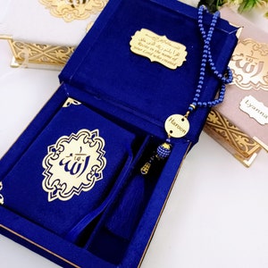 Personalized Prayer Velvet Quran Pearl Prayer Beads Islamic Gift Set | Eid Gift | Wedding Favors | Birthday Gift | Ramadan Mubarak