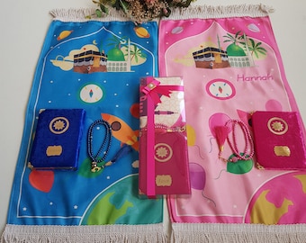 Personlig bönematta för barn, Kaaba-design, Eid Ramadan-present