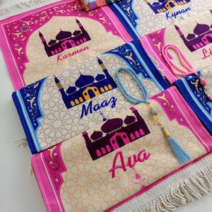 Lyxig bönematta för barn, Kaba-bönematta för barn, Ramadan Eid, bönematta för barn, Eid-present till barn, islamisk gåva bild 4
