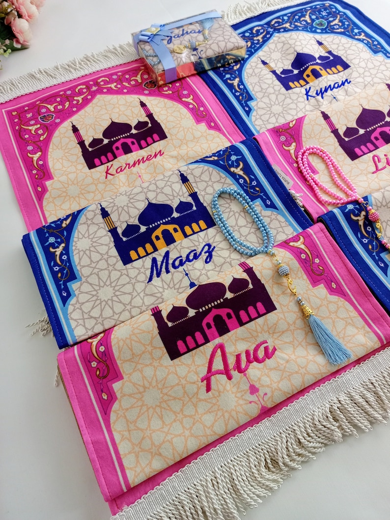 Lyxig bönematta för barn, Kaba-bönematta för barn, Ramadan Eid, bönematta för barn, Eid-present till barn, islamisk gåva bild 4