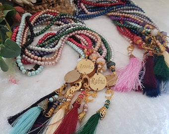 Personalized Pearl Tasbih, Muslim Prayer Beads, Eid Wedding Favor