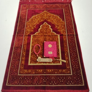 Juego de regalo personalizado de terciopelo para oración, Corán Tasbeeh, Regalo musulmán para él, Regalo Eid, Regalo de boda, Regalo de graduación, Regalo de cumpleaños