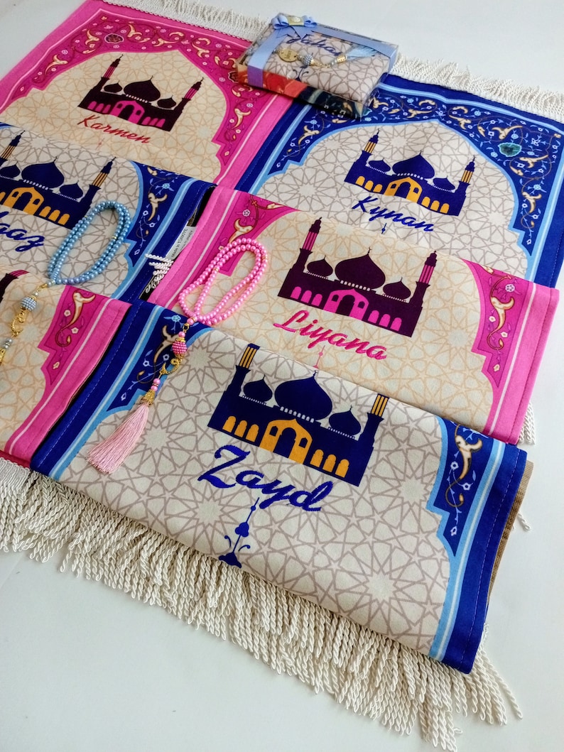 Lyxig bönematta för barn, Kaba-bönematta för barn, Ramadan Eid, bönematta för barn, Eid-present till barn, islamisk gåva bild 5