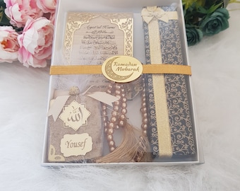 Luxus Ramadan Geschenk Set, Ayatul Kursi Magnet, Koran Lesezeichen, islamische Babyparty, Nikkah Gunst, muslimische Babyparty, personalisierte Ameen Gunst