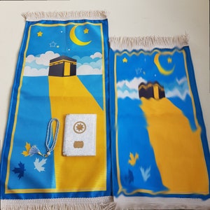 Tappetino da preghiera di lusso per bambini, tappeto da preghiera Kaaba per bambini, Ramadan Eid, tappeto da preghiera per bambini, regalo Eid per bambini, regalo islamico
