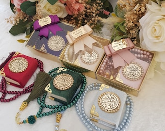 Velvet Mini Quran Pearl Tasbeeh Decorated Box Gift Set | Eid Favor | Wedding Favors | Baby Shower Favor | Graduation Favor | Muslim Favor