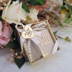 Samt Mini Koran Perle Tasbeeh Dekorierte Box Geschenkset | Eid Geschenk | Hochzeit Gastgeschenke Babypartybevorzugung | Abschluss Favor | Muslimischen Gunst