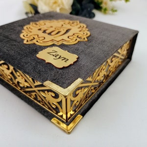 Personalisierte Gebet Samt Koran Perle Gebetskette Islamisches Geschenk Set | Eid Geschenk | Hochzeit Gastgeschenke Geburtstagsgeschenk | Ramadan Mubarak