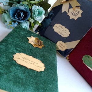 Personalized Prayer Velvet Quran Pearl Prayer Beads Islamic Gift Set | Eid Gift | Wedding Favors | Birthday Gift | Ramadan Mubarak