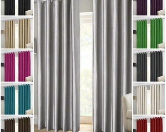 LUXURY FAUX SILK CURTAINS READY MADE EYELET RING TOP FULLY LINED INC TIE BACKS LUXURY FAUX SILK CURTAINS READY MADE EYELET RING TOP FULLY LINED INC TIE BACKS