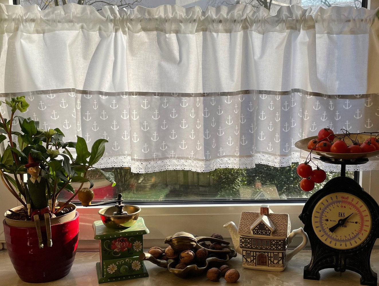 Gardinen für den Wohnwagen - schräge Fenster - Herbstblätter