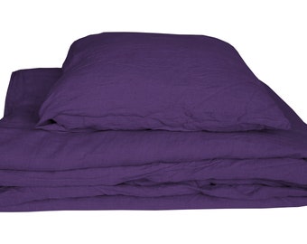 Linen bed linen set 2 pieces. Purple 100% eco linen 135x200/80x80