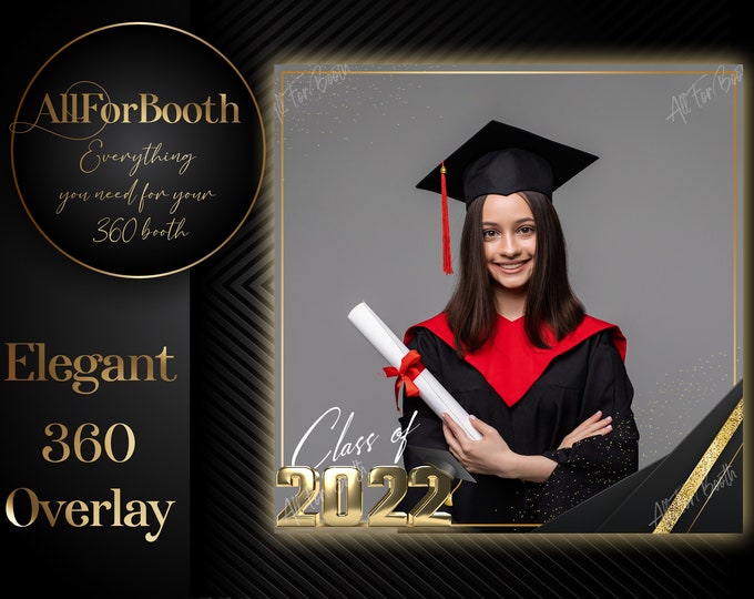 Graduation 360 Spinner Overlay Golden Frame 360 Booth Overlay Etsy