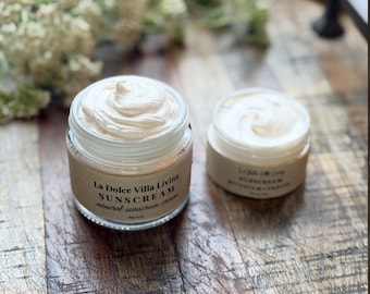 Crema protectora solar orgánica, hidratante natural para rostro y cuerpo, no grasa, mineral, con o sin perfume.
