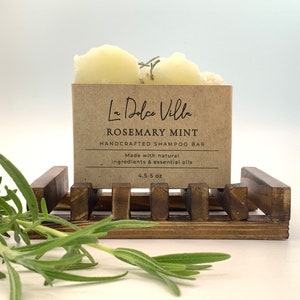 All Natural Shampoo Bar Vegan Rosemary Mint  | Herbal Thinning Hair Growth | Fine Oily Hair Shampoo | Zero Waste Hair Care Great For Travel