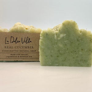 Cucumber Soap Organic For Sensitive Skin Handmade With Organic Cucumber Juice  For Dry Skin Soothing & Moisturizing Vegan Great For Face Too